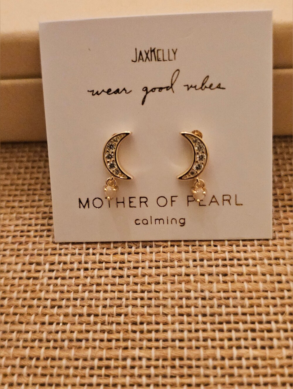 NWT JaxKelly "Calming" Mother of Pearl Moon Drop Earrings